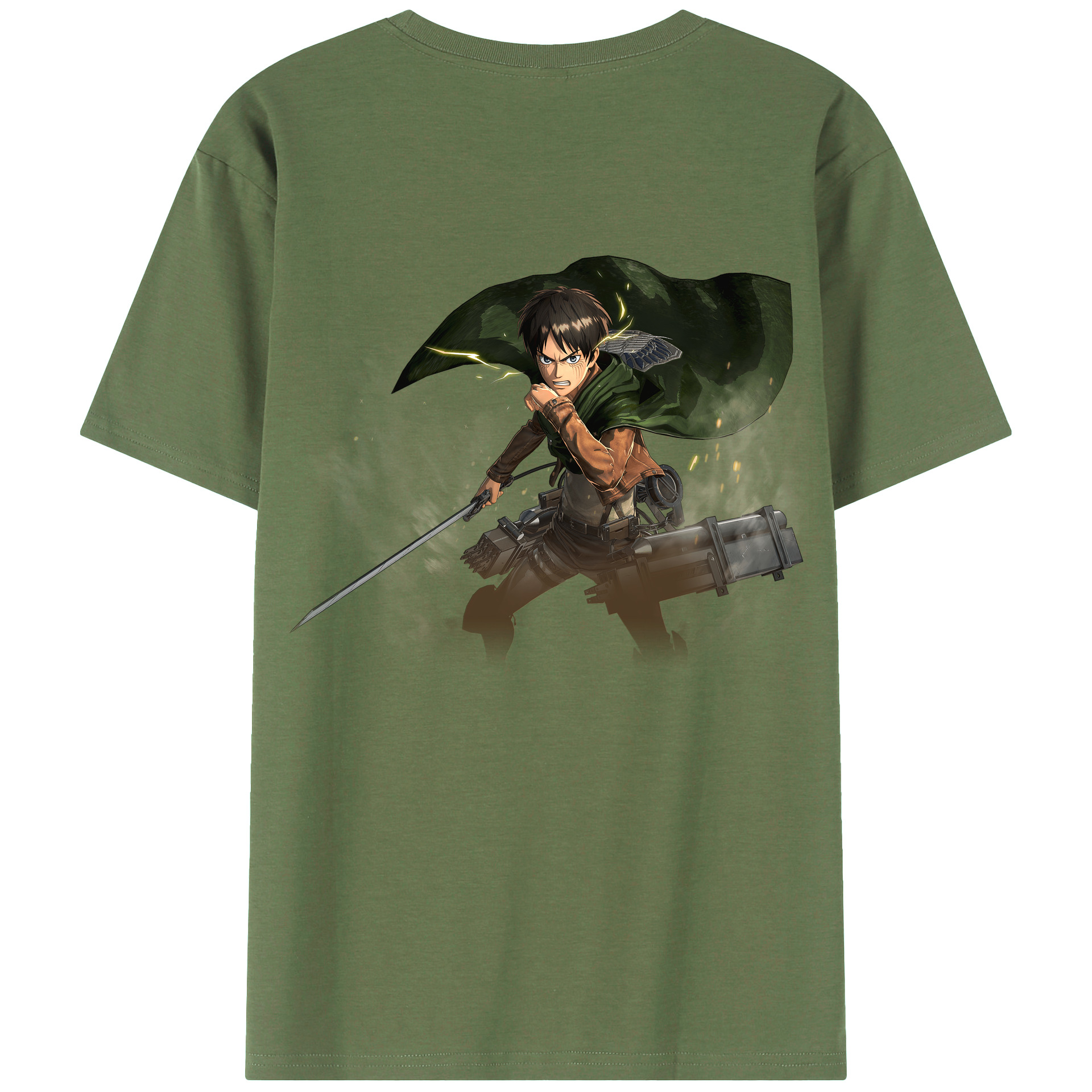 （画像用） 進撃の巨人 エレン･イェーガー Attack on Titan Eren Jäger 綿100％ メンズ半袖Tシャツ（バックプリント） 通気性